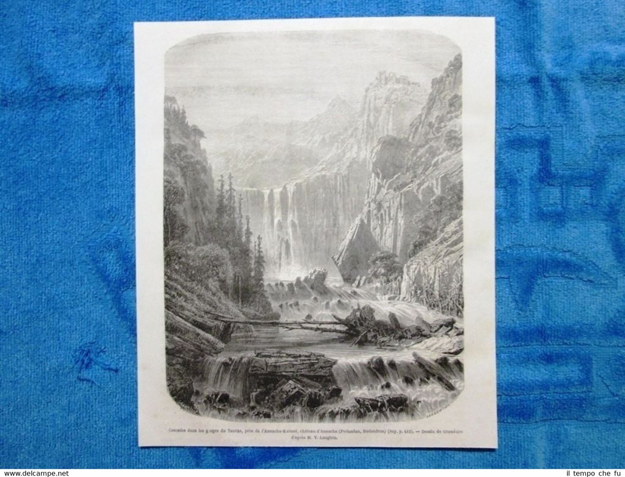 Gravure Année 1861 - Cascades dans les gorges du Taurus(Turquie) …