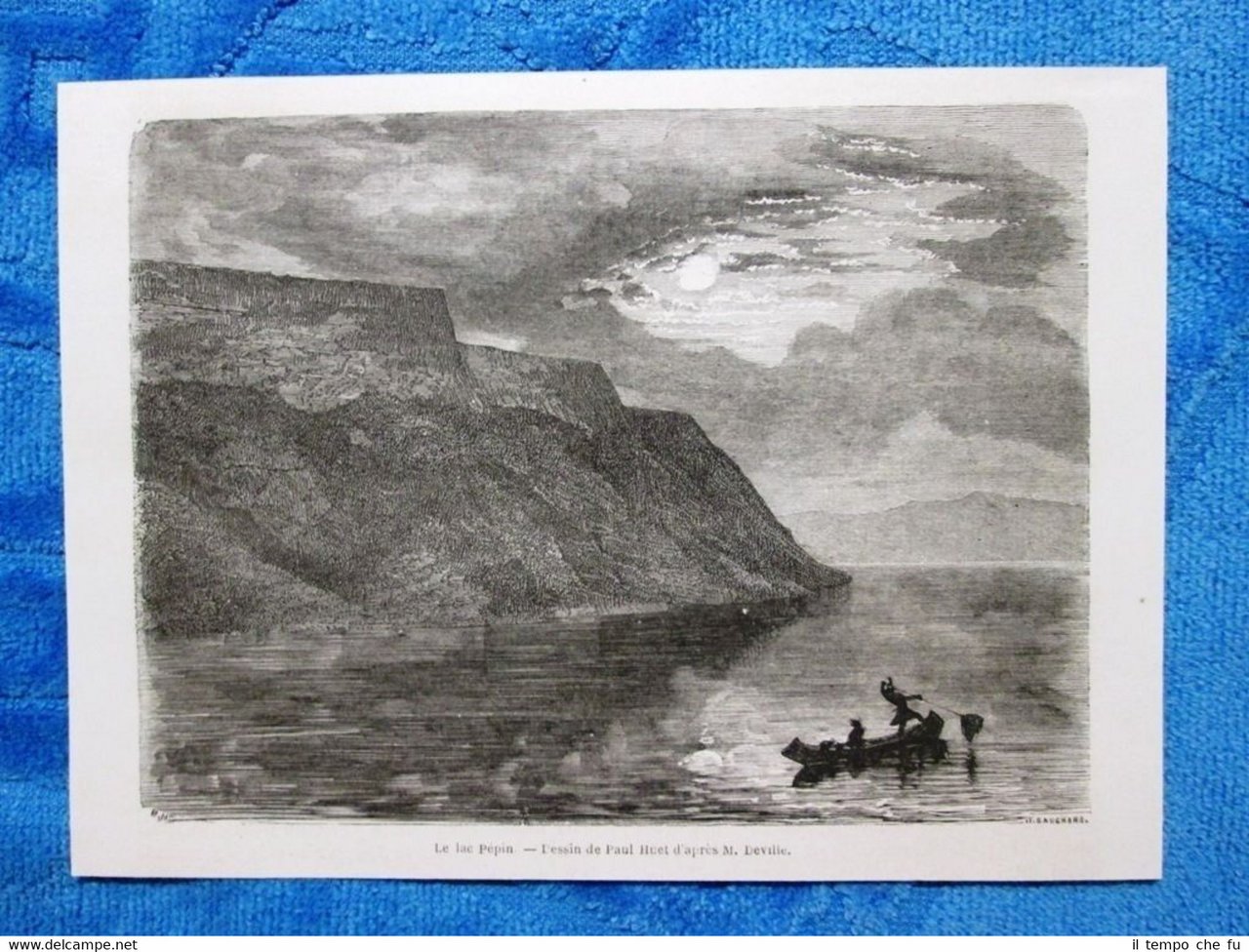 Gravure Année 1861 - Le lac Pepin (Etats-Unis) - Il …