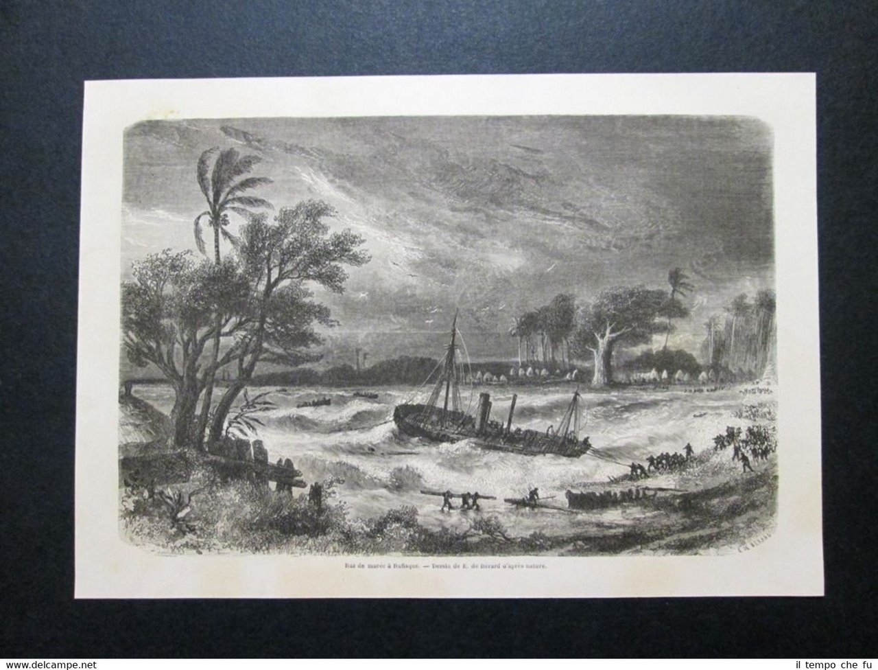 Gravure Année 1861 - Raz de marée à Rufisque-Tempesta in …