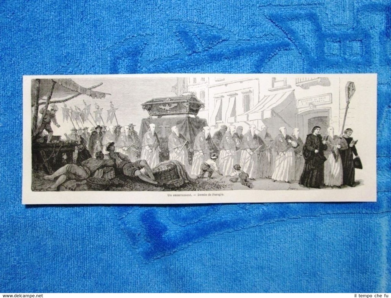 Gravure Année 1861 - Un enterrement - Un funerale