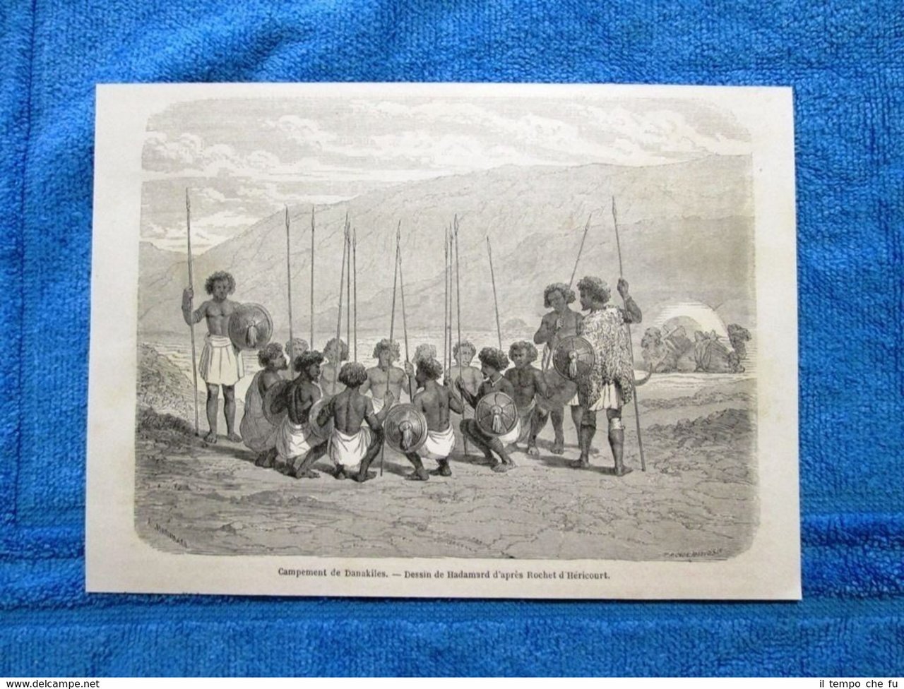 Gravure Année 1862 - Campement de Danakiles - Accampamento di …
