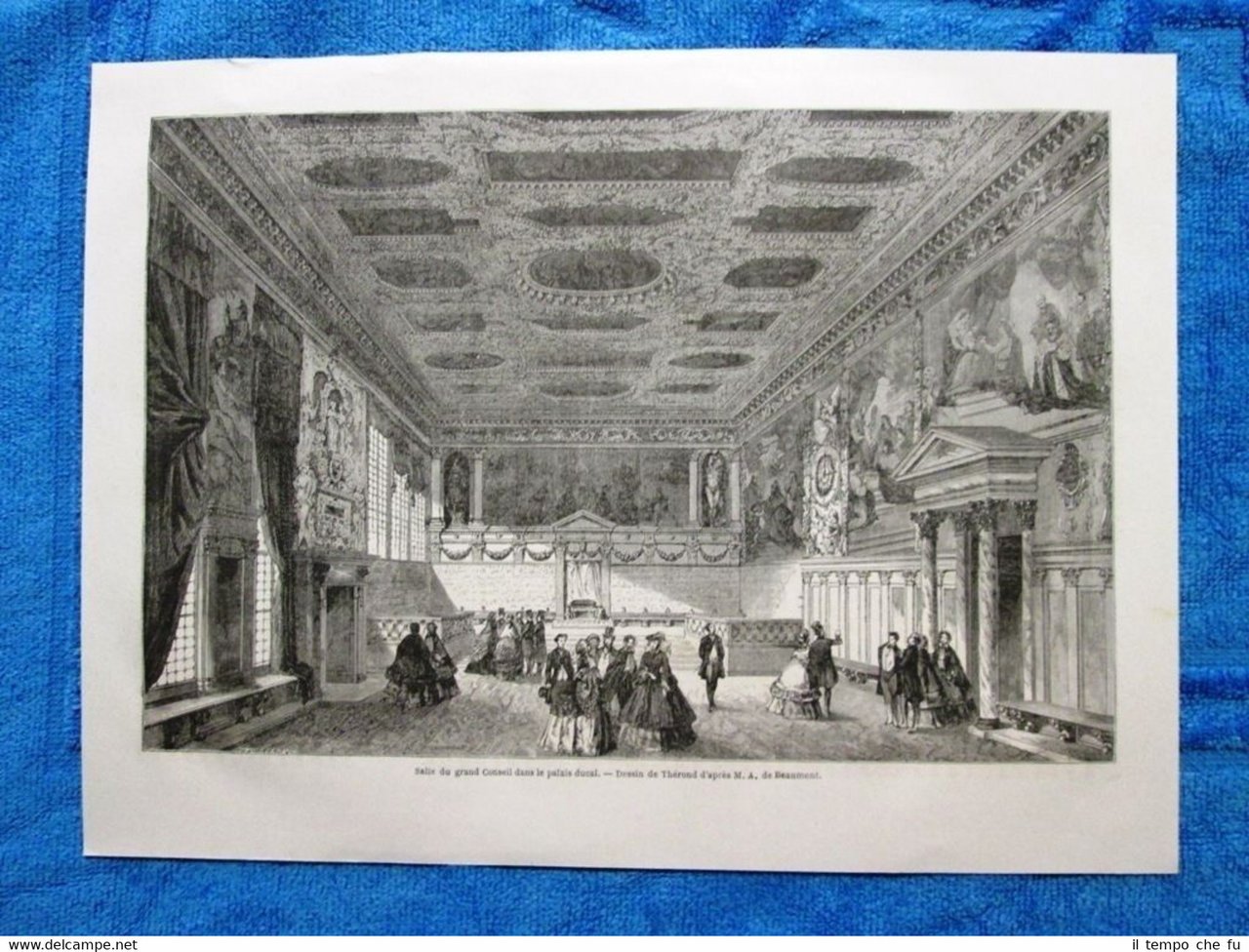 Gravure Année 1862 - Dans le palais ducal(Venise-Italie)-Palazzo Ducale(Venezia)