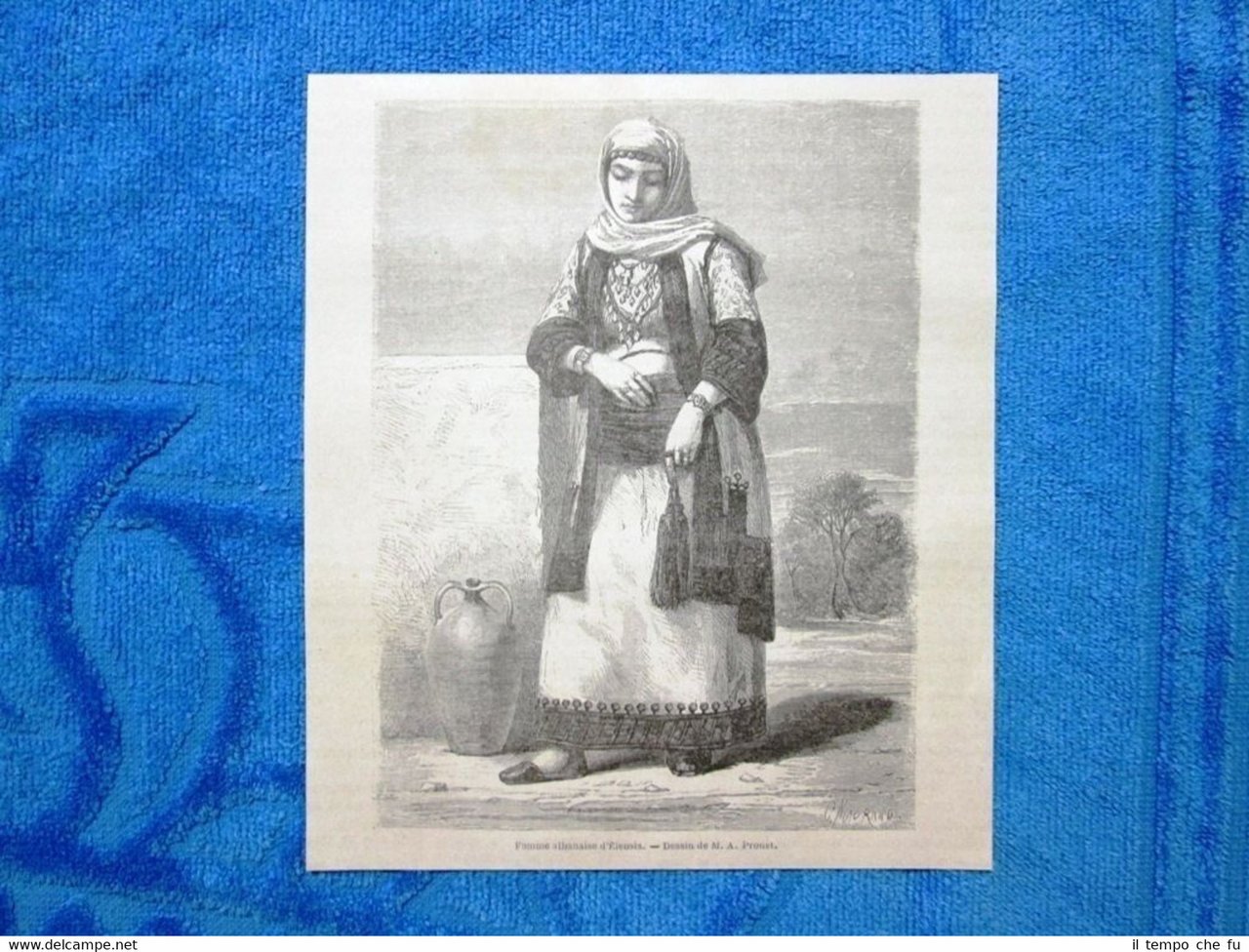 Gravure Année 1862 - Femme albanaise d'Eleusis - Donna albanese …