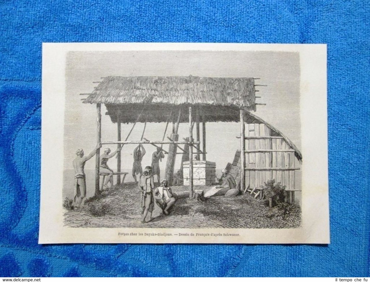 Gravure Année 1862 - Forges chez les Dayaks-Biadjous-Fucine dei Dayaks-Biadjous | Immagine principale