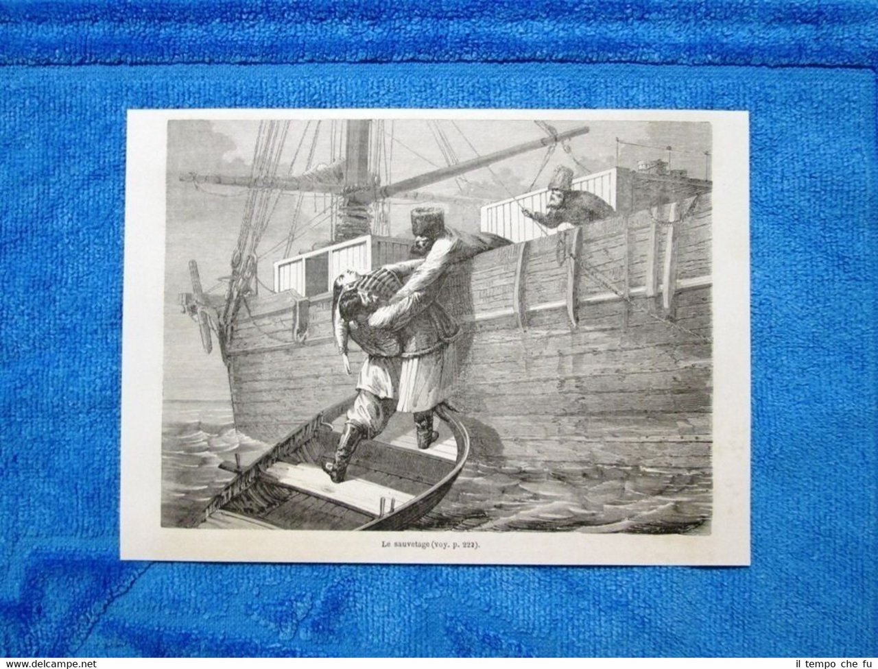 Gravure Année 1862 - Le sauvetage - Il salvataggio