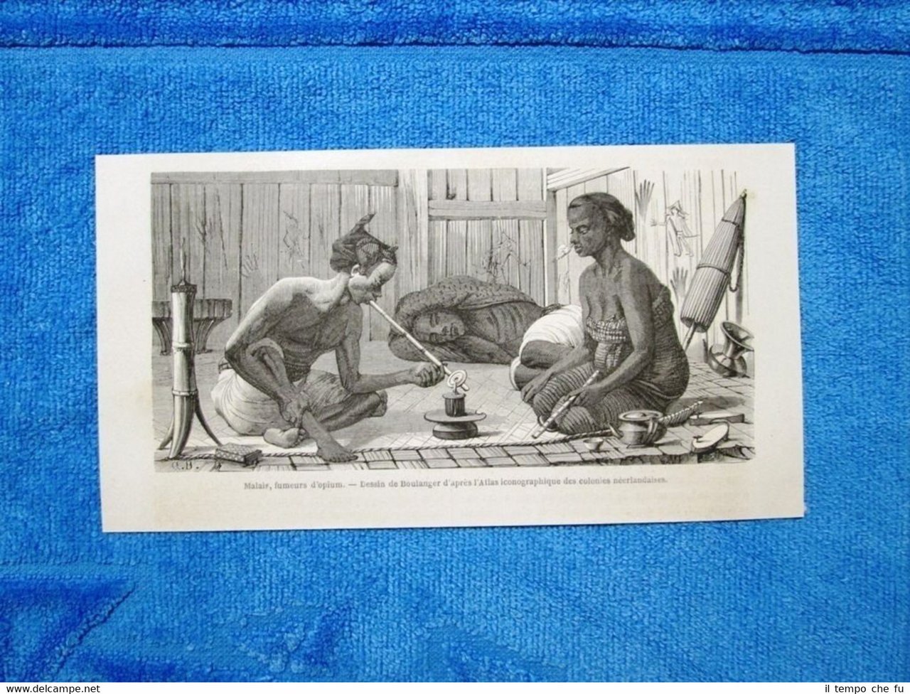 Gravure Année 1862 - Malais, fumeurs d'opium - Malesia, fumatori …