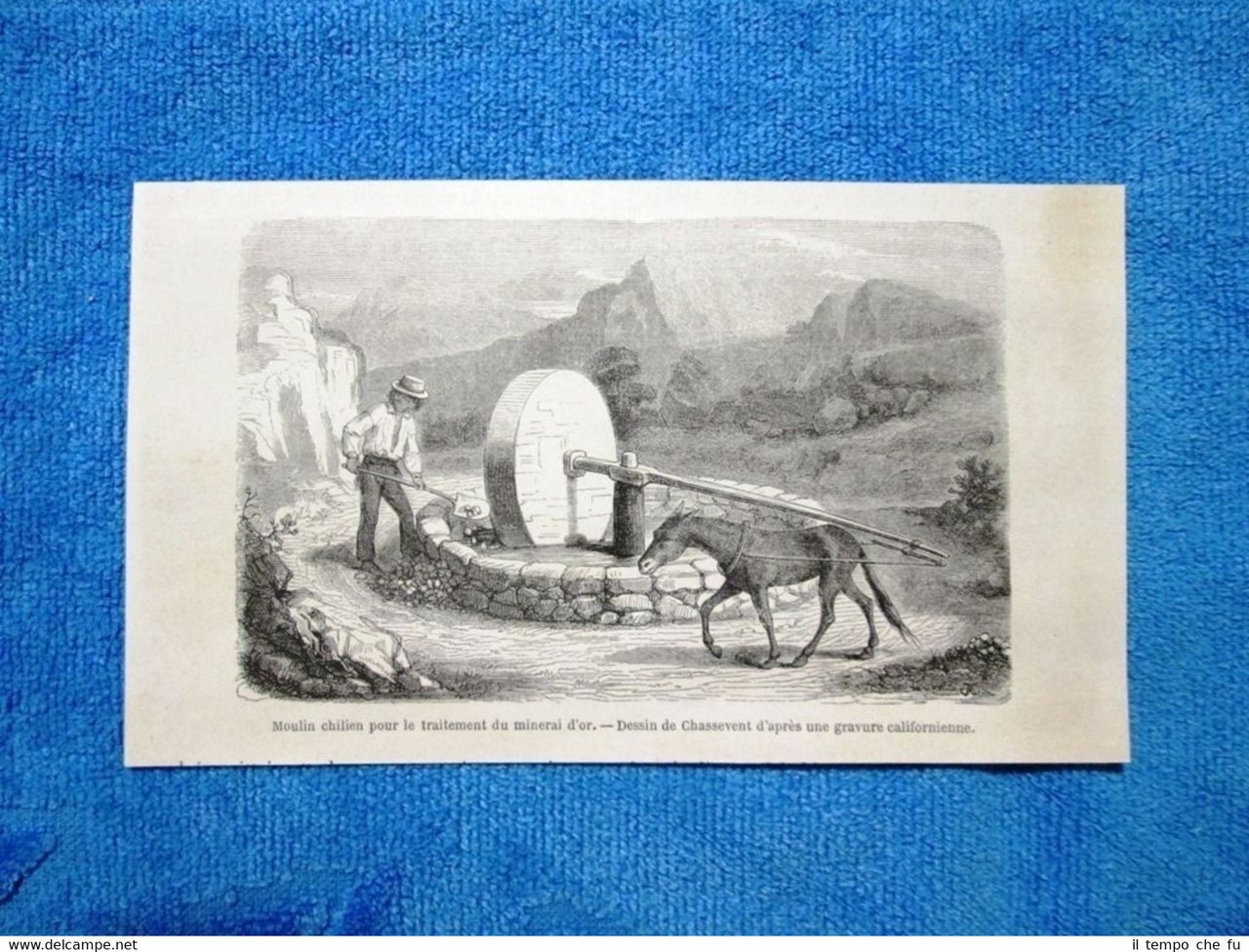 Gravure Année 1862 - Moulin chilien pour le traitement du …