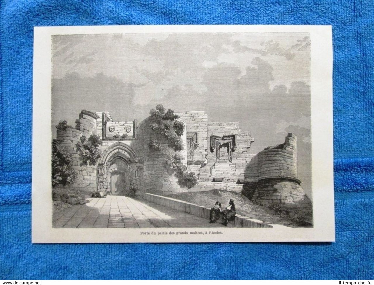 Gravure Année 1862 - Porte du palais des grands maitres, …