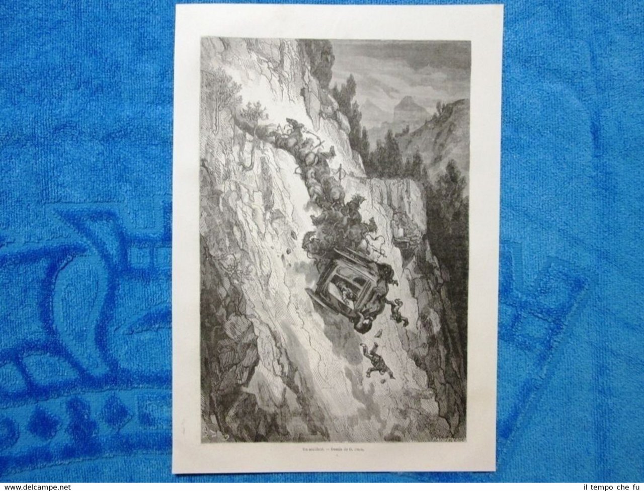 Gravure Année 1862 - Un accident - Un incidente