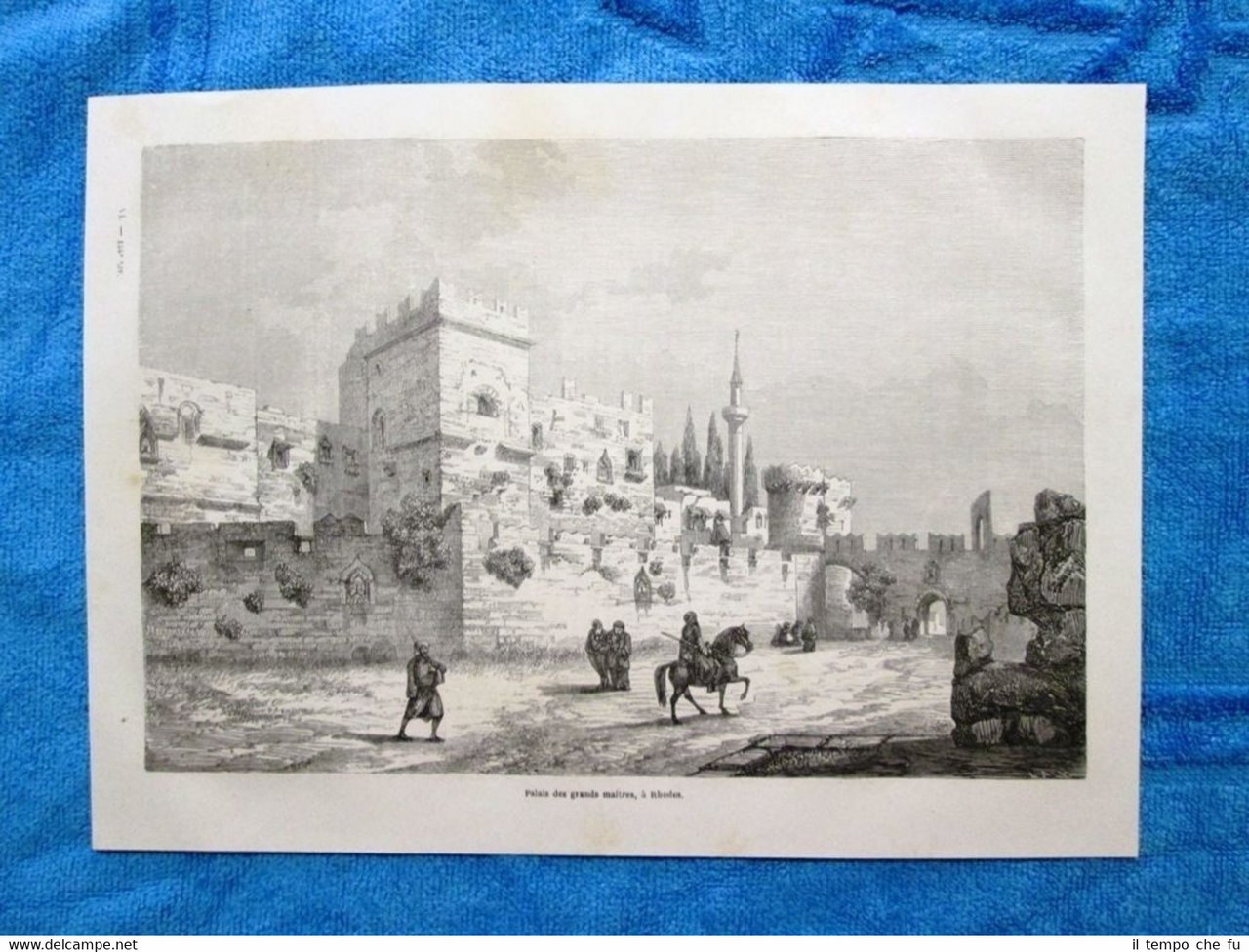 Gravure Année 1862 -Palais des grands maitres,Rhodes(Grece)-Palazzo gran maestri