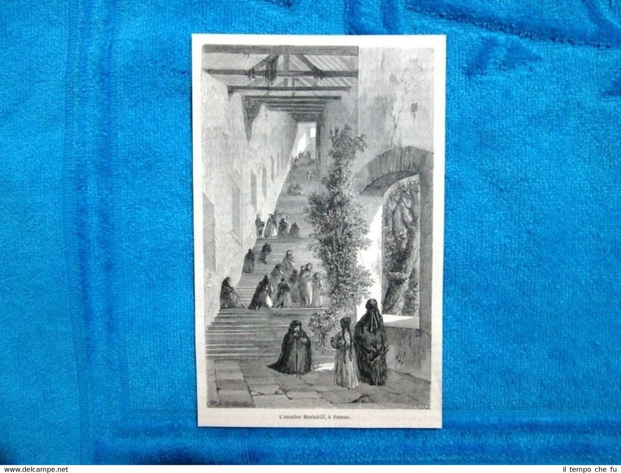 Gravure Année 1863 - Escalier Mariahilf à Passau (Allemagne - …