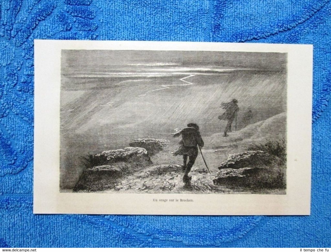 Gravure Année 1863 - Orage sur le Brocken(Allemagne) - Tempesta …