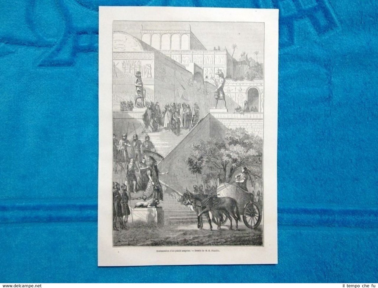 Gravure Année 1863 - Restauration palais assyrien - Restauro palazzo …