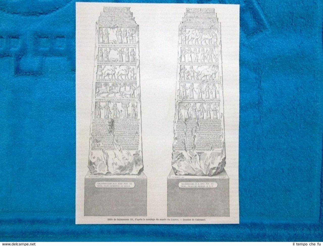 Gravure Année 1863 - Stèle de Salmanasar III