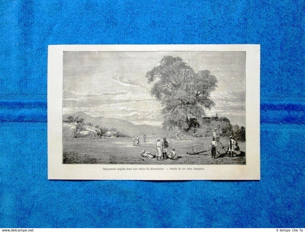 Gravure Année 1864 - Campement anglais, Khondistan(Indie) - Accampamento inglese