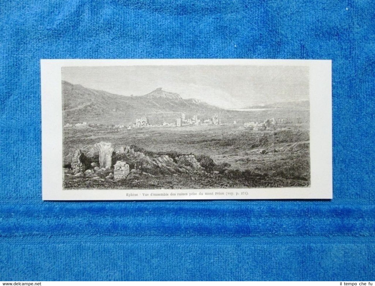 Gravure Année 1864 - Ephese:Ruines prise du mont Prion+Ruines du …