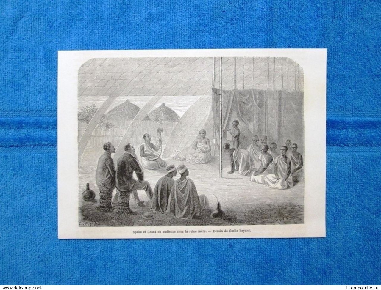 Gravure Année 1864 - Speke et Grant en audience chez …