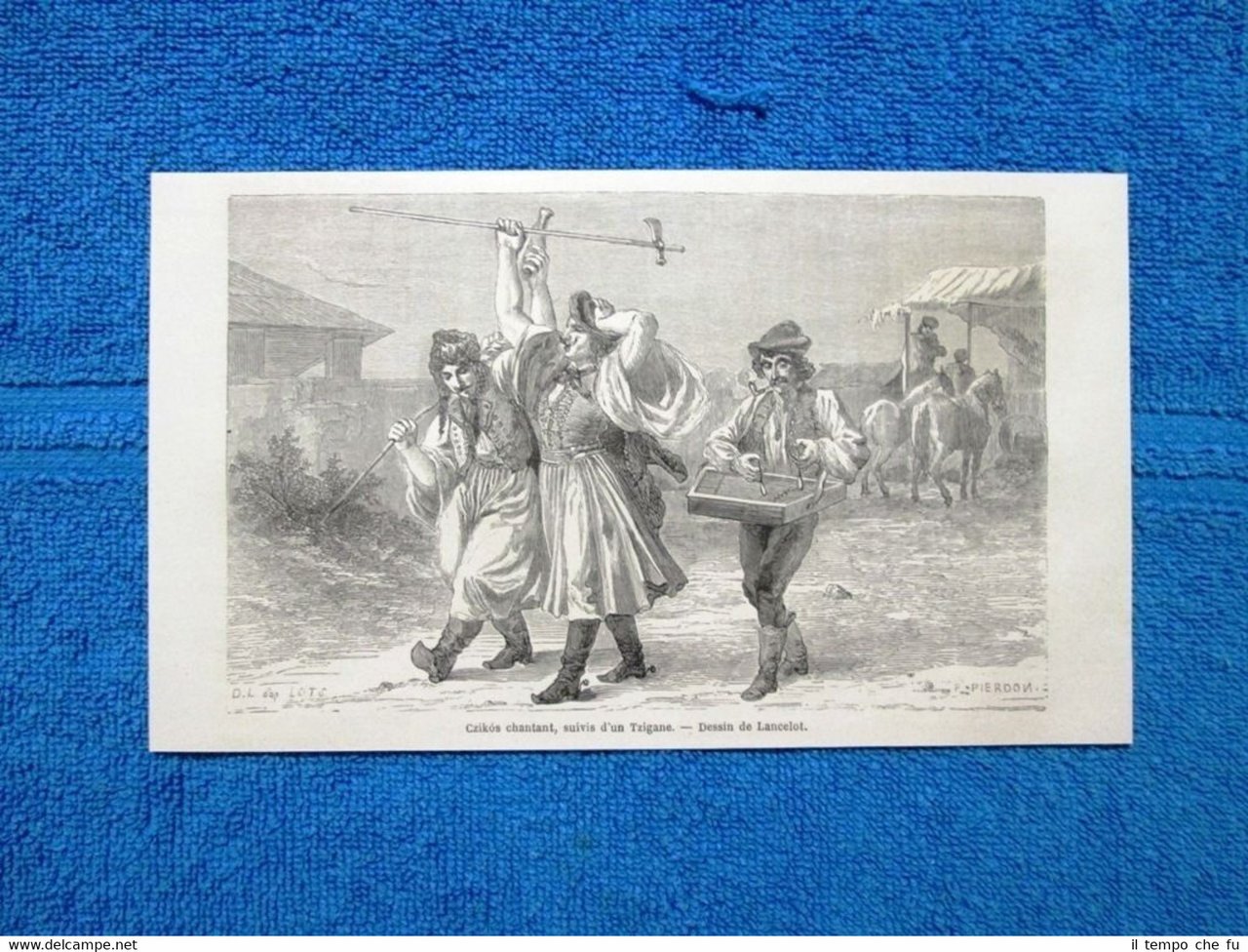 Gravure Année 1865 - Czikos chantant,suivis d'un Tzigane - Cantante …