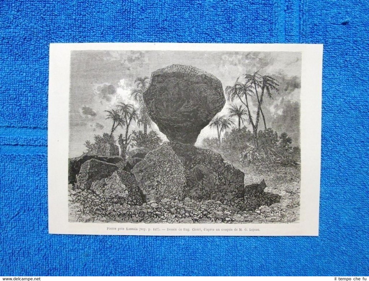 Gravure Année 1865 - Pierre près Kassala (Soudan)-Pietra vicino Kassala …