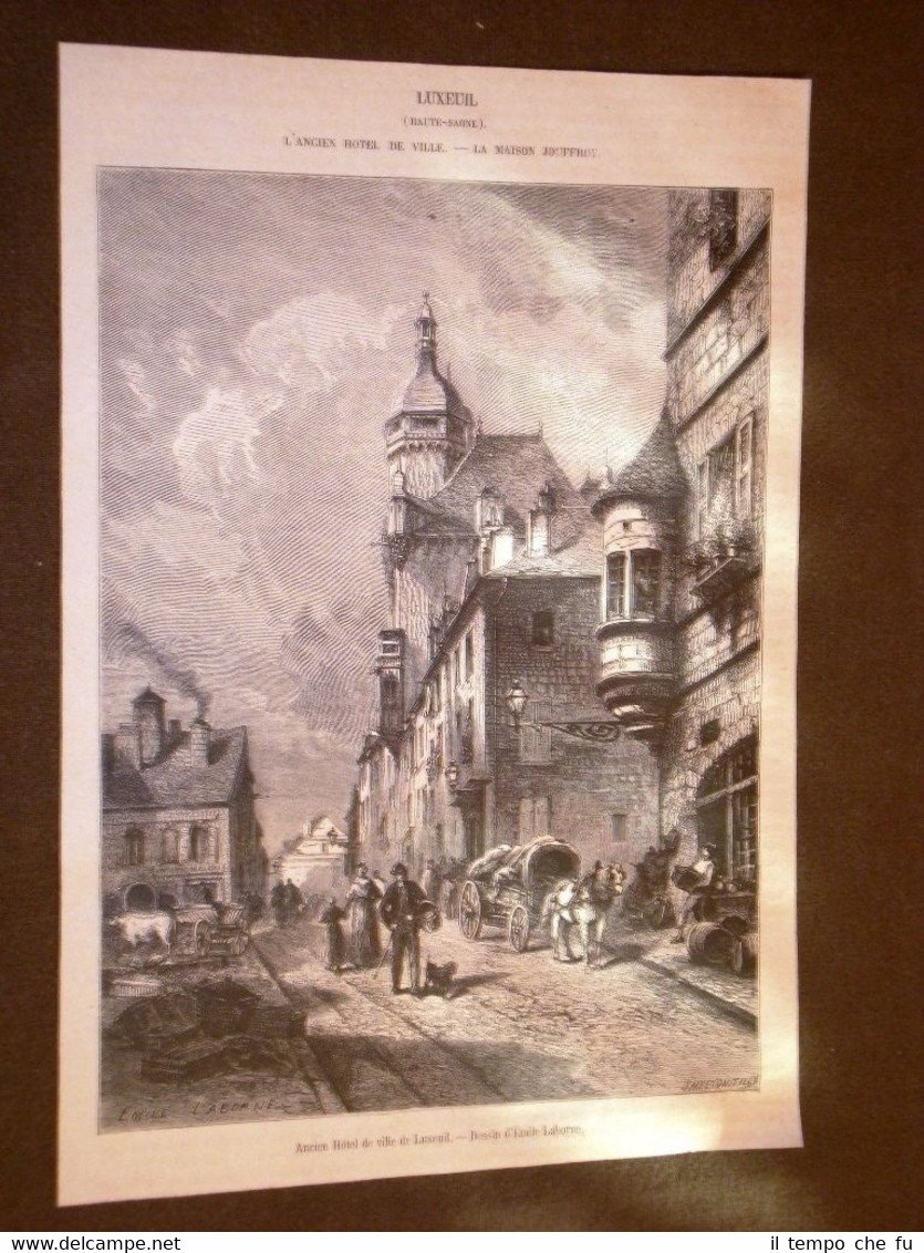 Gravure année 1873 Luxeuil Haute - Saone Ancien Hotel de …