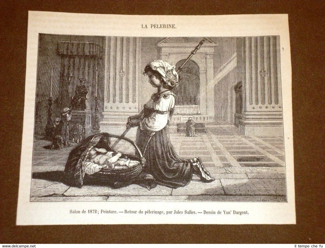 Gravure année 1873 Retour du pèlerinage Dessin par Jules Salles