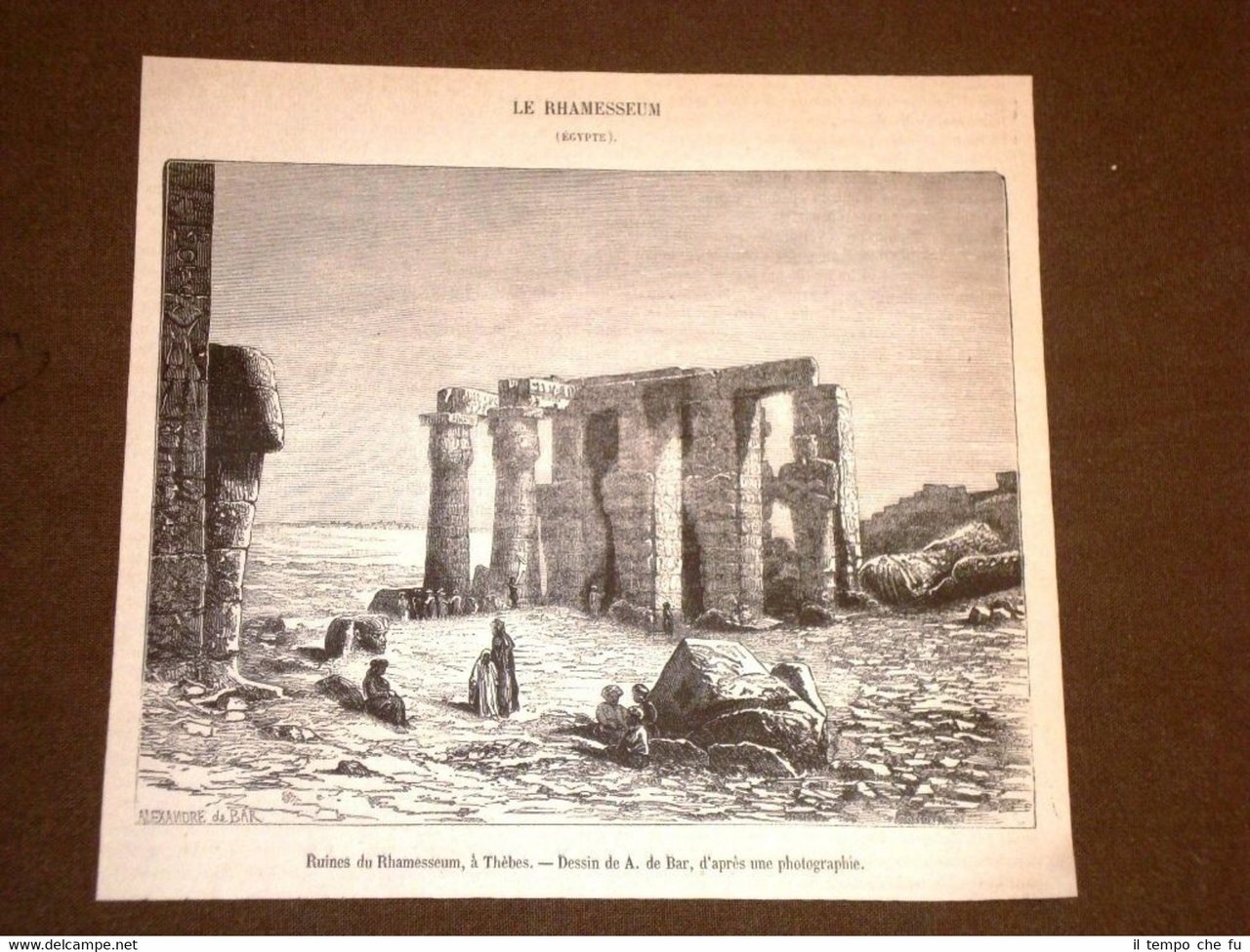 Gravure année 1873 Ruines du Rhamesseum à Thèbes - Egypte …