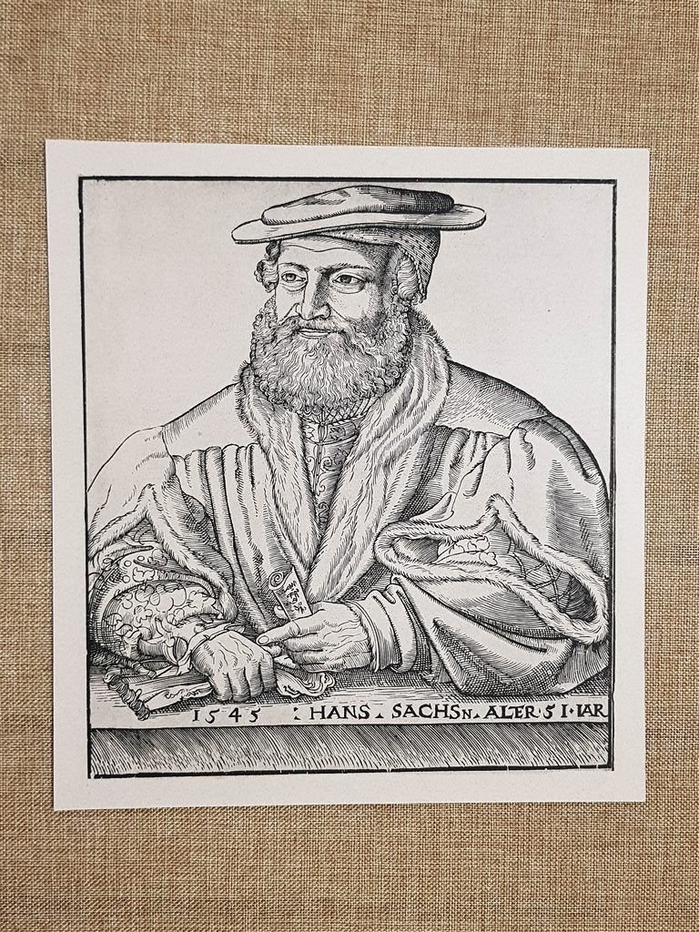 Hans Sachs 1494 - 1576 Meistersang Riforma Protestante Teatro Incisione …