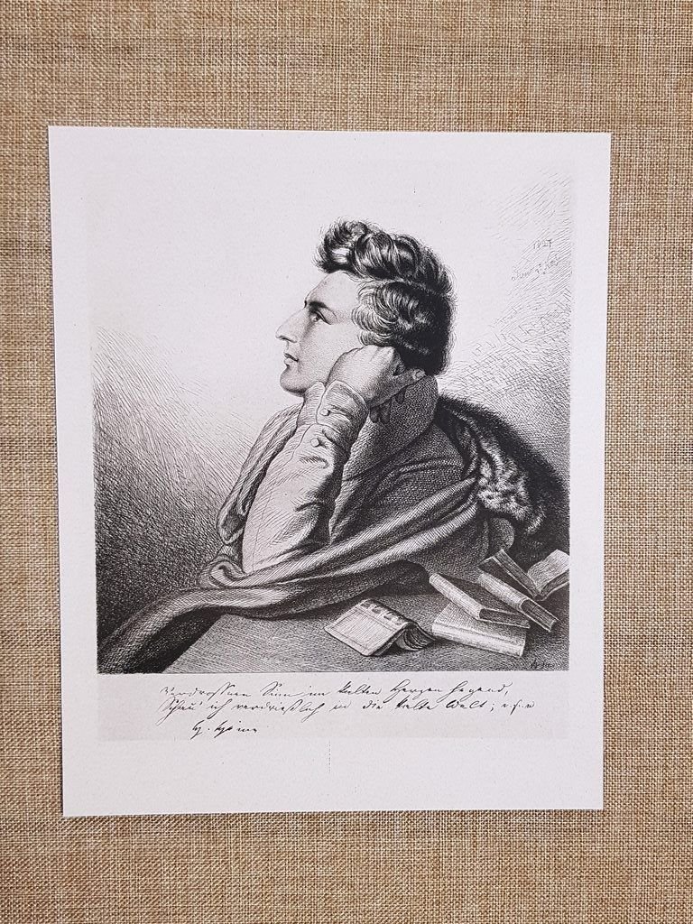 Heinrich Heine 1797-1856 Romanticismo Giovane Libro dei Canti Incisione del …