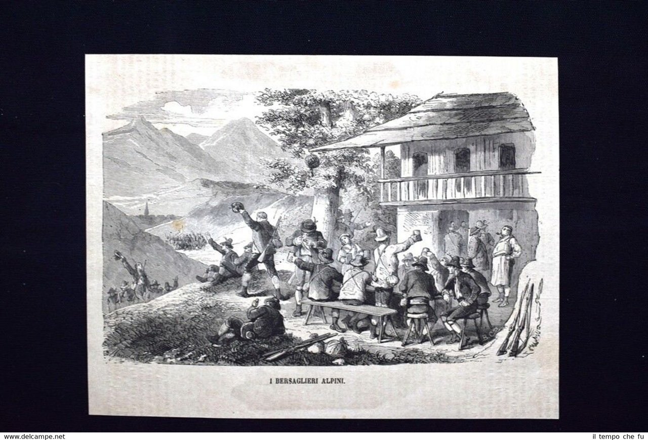 I Bersaglieri Alpini Incisione del 1871