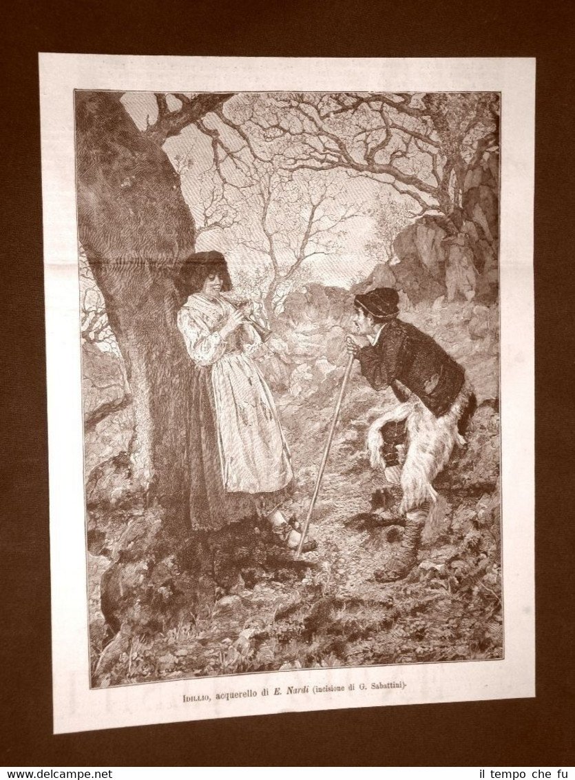 Idillio Acquerello di E. Nardi Incisione di G. Sabattini del …