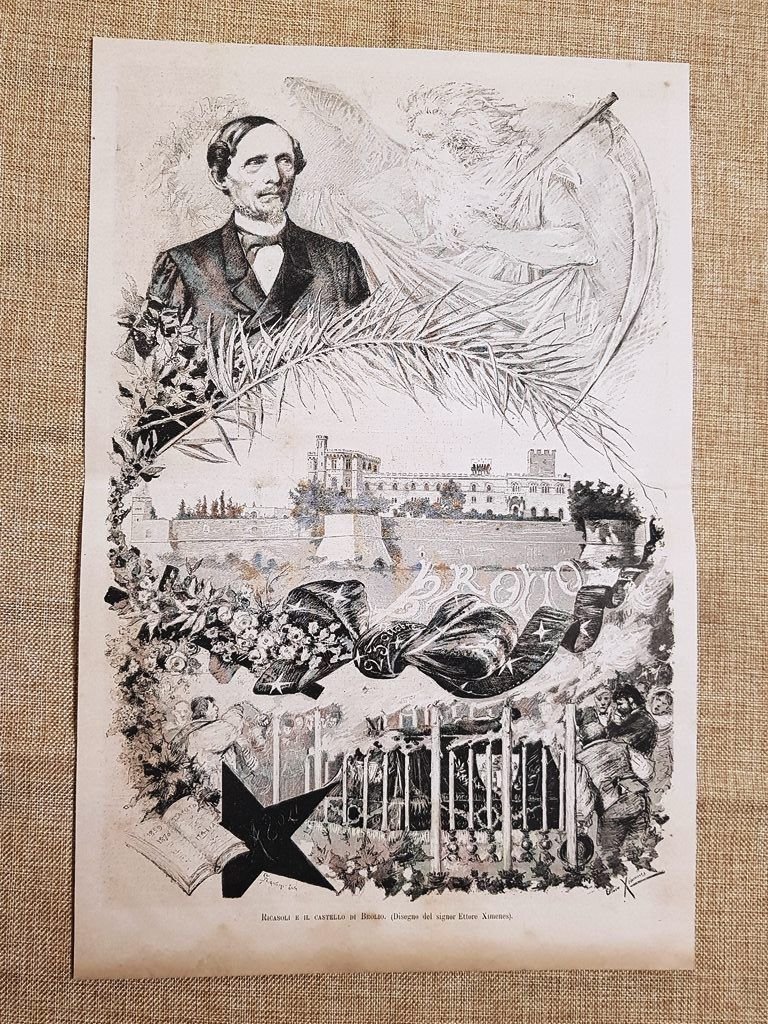 Il Barone Bettino Ricasoli e Castello di Brolio Disegno Ettore …