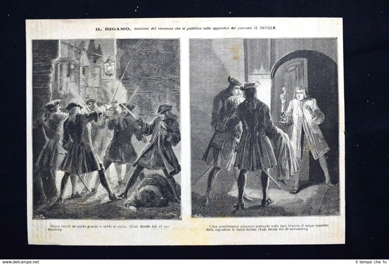 Il Bigamo,incisioni del romanzo pubblicato su IL SECOLO #3 Incisione …