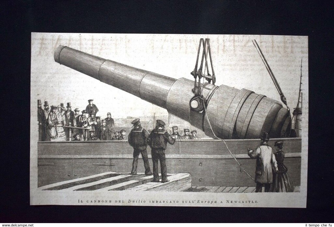 Il cannone del Duilio imbarcato sull'Europa a Newcastle Incisione del …