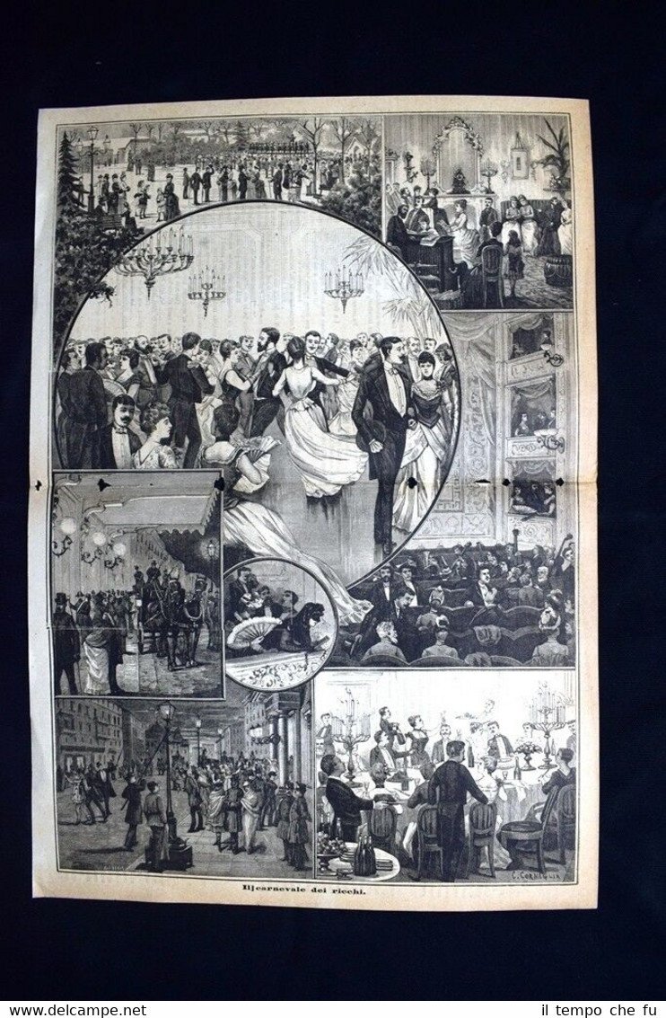 Il Carnevale dei ricchi Incisione del 1885 | Immagine principale