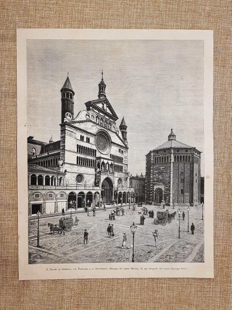 Il Duomo di Cremona nel 1880 Terrazzo e battistero Lombardia …