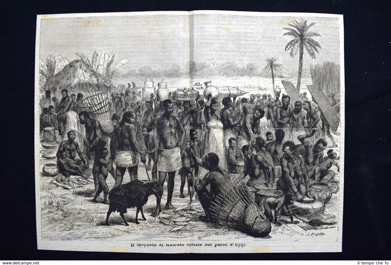 Il mercato di Kawele capitale del paese di Ujiji Incisione …