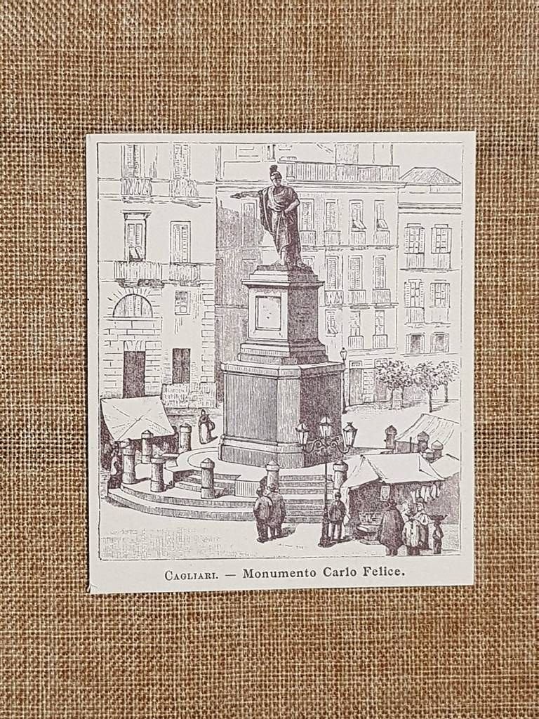 Il monumento a Carlo Felice nell'800 Cagliari Sardegna | Immagine principale