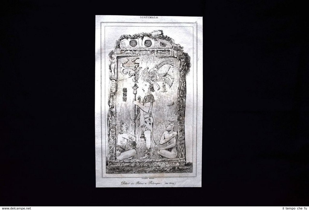Il Palazzo a Palenque, Guatemala Incisione del 1850 L'Univers pittoresque