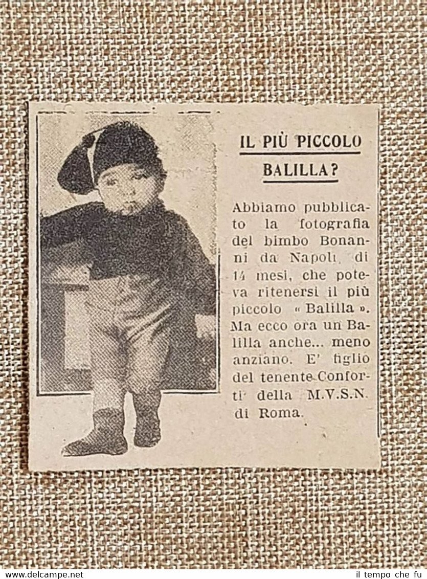 Il più piccolo Balilla d'Italia 1926 Figlio del Tenente Conforti …