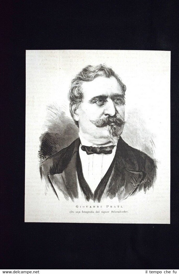 Il poeta e politico Giovanni Prati Incisione del 1876
