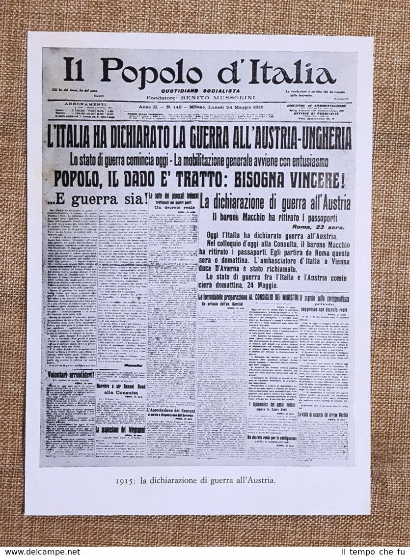 Il Popolo d'Italia del 24 maggio 1915 1a pagina Guerra …