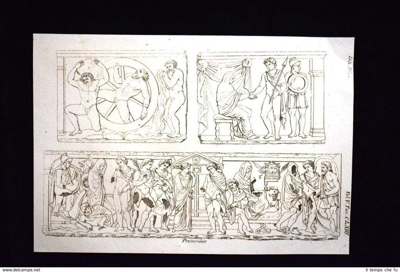 Il Principe Protesilao Incisione all'acquaforte del 1820 Mitologia Pozzoli