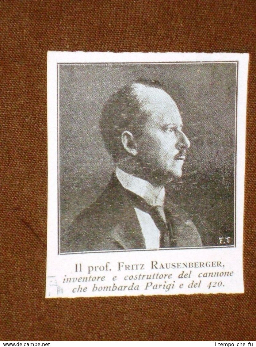 Il Professore Fritz Rausenberger nel 1918 Inventore