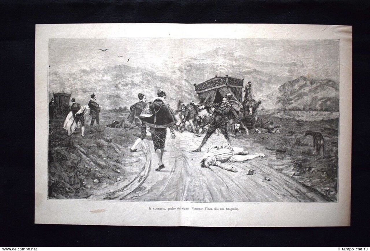 Il Rapimento, quadro del signor Vincenzo Vinea Incisione del 1882