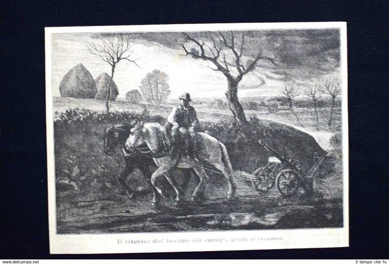 Il ritorno dal lavoro dei campi, Quadro di Veyrassat Incisione …