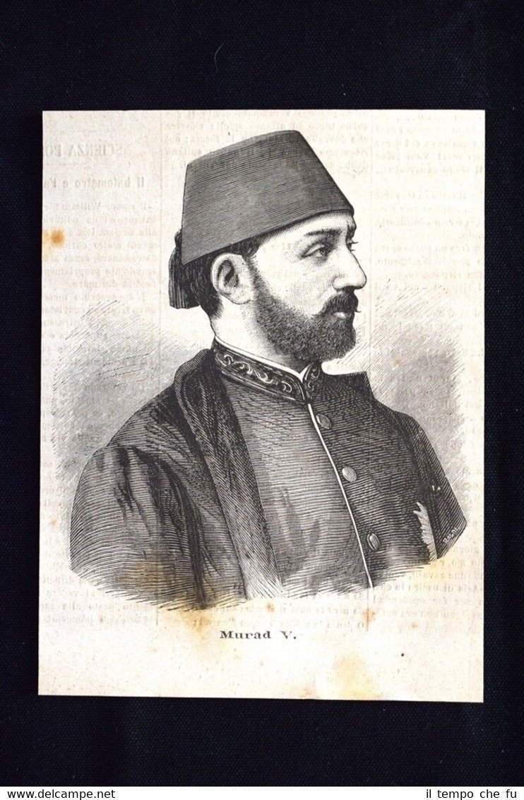 Il sultano dell'impero ottomano Murad V Incisione del 1876