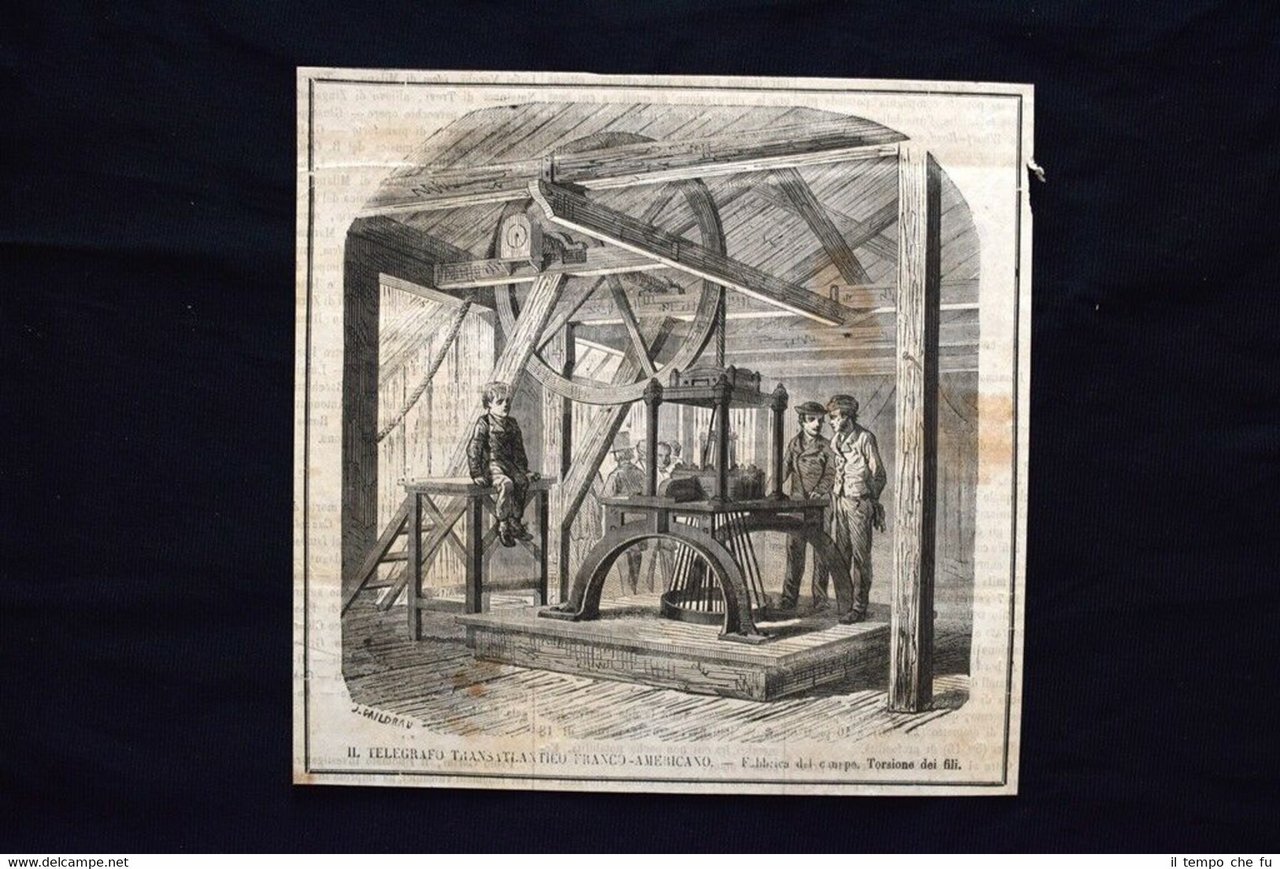 Il telegrafo transatlantico franco-americano Incisione del 1869 | Immagine principale