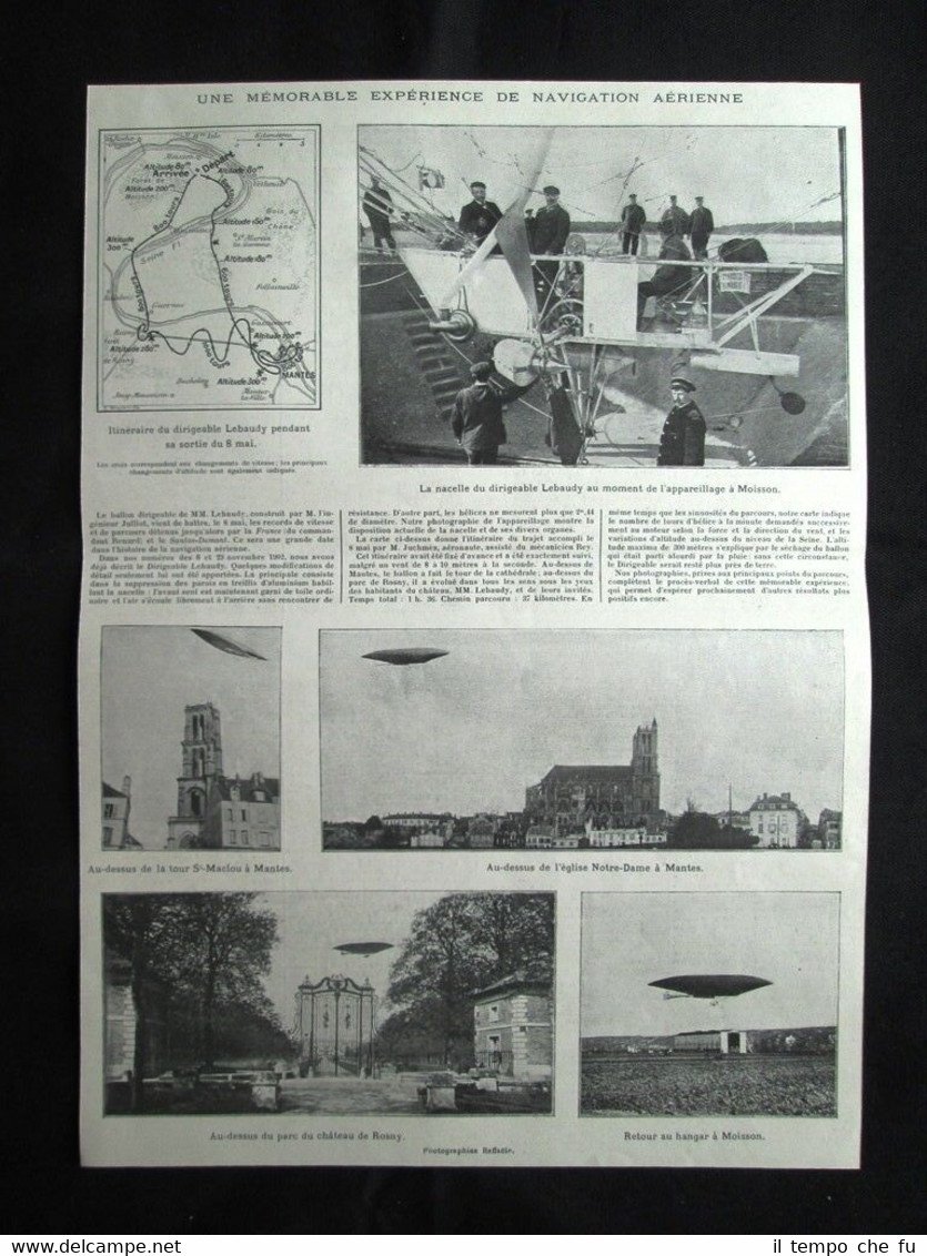 Il volo del dirigibile Lebaudy Stampa del 1903