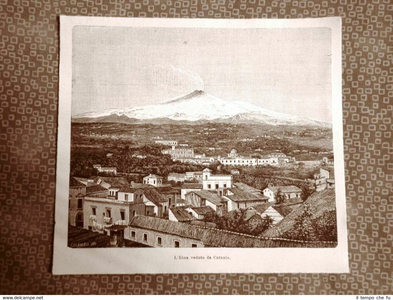 Il Vulcano Etna nel 1894 Veduto da Catania Sicilia