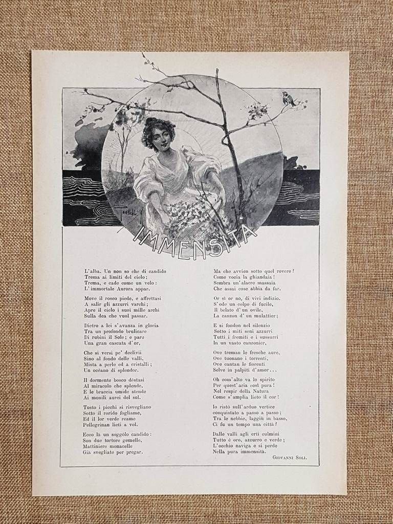 Immensità Poesia o prosa di Giovanni Soli Stampa del 1898